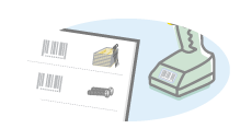 Verwalten Sie Ihre eigenen Barcodes oder verwenden Sie die von Ihren Lieferanten, in einem Heft oder direkt auf den Artikel.